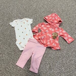 Carter's Baby Girl‎ 3 Piece Outfit Ice Cream Monkey Theme Size Newborn